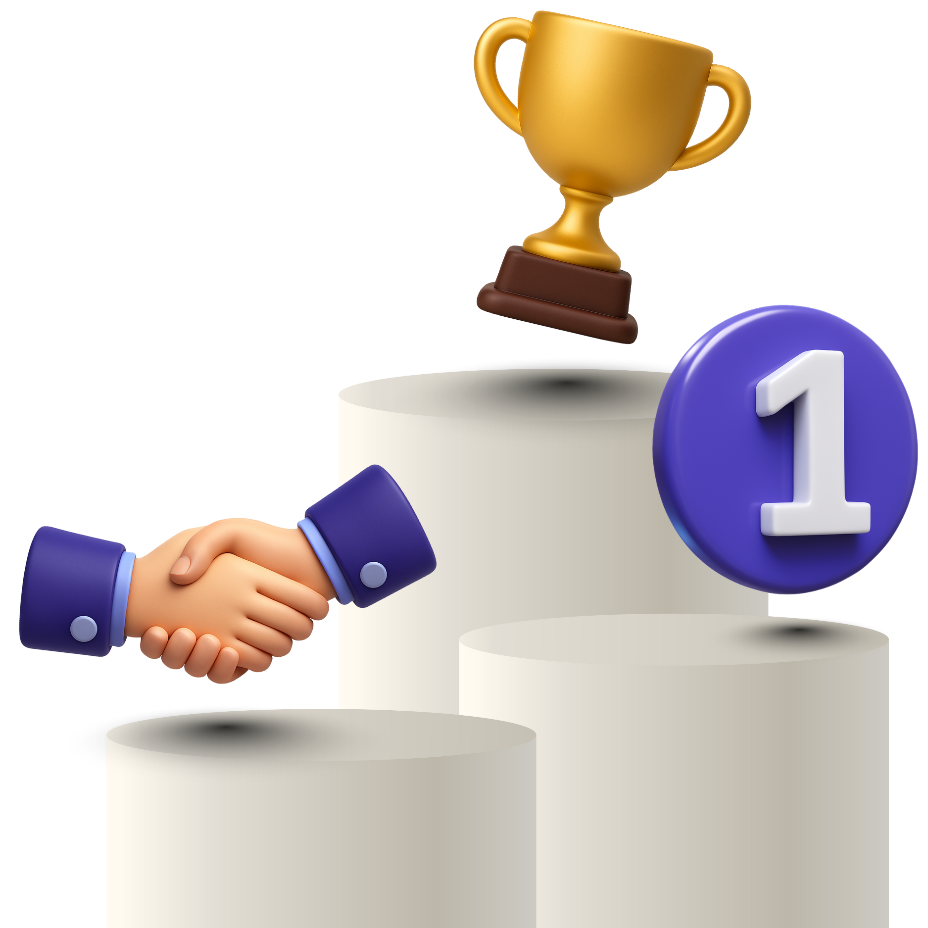 trophy and handshake illustration